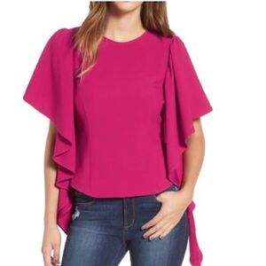 Leith pink ruffle sleeve top